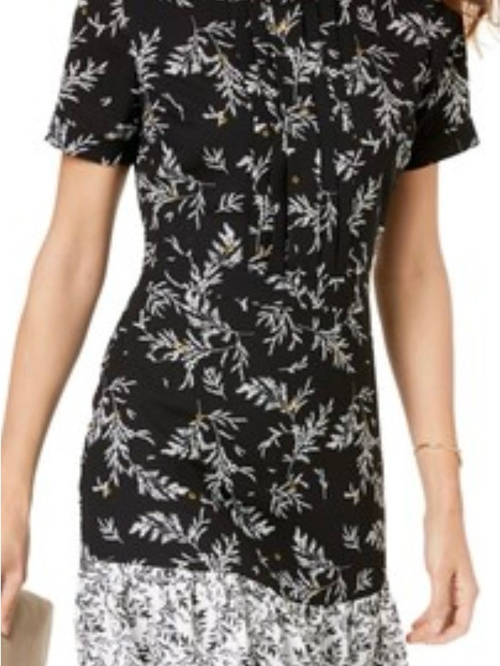 Maison Jules Black Floral Print Short Sleeve Dress Size 4